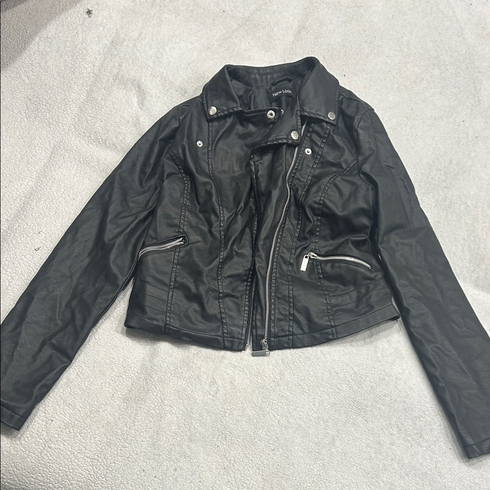 Women's Black Leather Jacket with Pockets